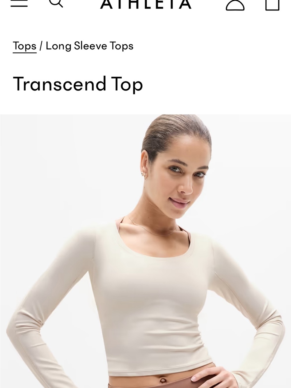 NWT Athleta Transcend Long Sleeve Top in Cream